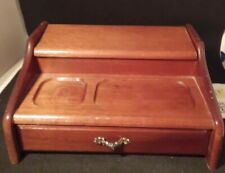 Vintage Mens Brown Wooden Dresser Valet Jewelry Box With Drawer picture