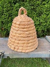 Vintage Bee Skep Beehive Coiled Rye Grass Basket picture