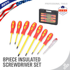 8pc Insulated Electrician Screwdriver Set Magnetic Tip Slotted & Phillips Tester picture