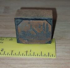 Vintage Copper & Wood Letterpress Printing Block - House picture