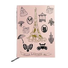 Laduree Paris Pink Notebook Lined Pages 5”x7” Gold Eiffel Tower Bull Dog Cake picture