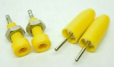 2 PAIRS TEST PLUGS JACKS JOHNSON CLINCH TIP PLUG YELLOW SOLDER LV picture