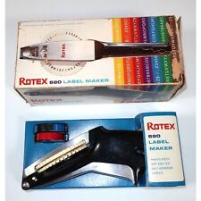 VINTAGE ROTEX 680 LABEL MAKER CHROME Tape Box & Extras Avery Chartpak 3/8 1/2 picture