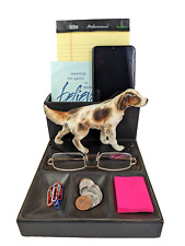 Vintage English Setter Hunting Dog Black Desk Accessory Phone Caddy Valet Tray picture