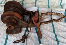 Vintage Rusty Winch Parts - cable, chain, handle - no gears attached picture