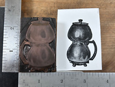 Vintage Vacuum Coffee Pot Letterpress Printer Copper Block Stamp picture
