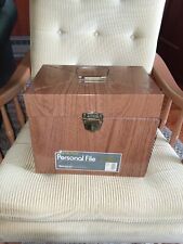 Vintage Mid Century Ballonoff Porta File Woodgrain Metal Locking File Box w/ Key picture
