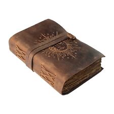 Sun & Moon Embossed Vintage Leather Journal | 240 Pages of Antique Handmade D... picture