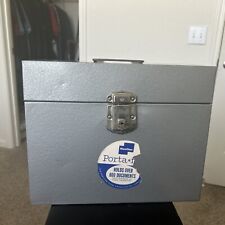 Vintage MCM Hamilton Gray Porta File Metal Tin Box WITH KEY 10 x 5.5 x 12.5 picture
