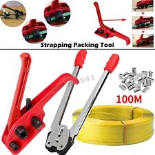 Strapping Tool Kit Poly Strap Packaging Banding Tensioner Plastic Sealer Set US picture