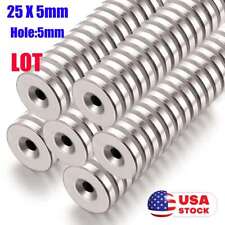 10 50 Strong Countersunk Ring Magnets 25mm x 5mm Hole 5mm Rare Earth Neodymium picture