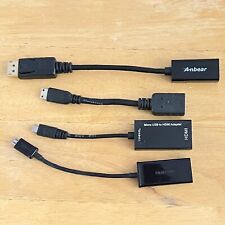 Lot Of 4 HDMI Adapter Cables Mixed Lot Display Port Micro USB Samsung MHL Anbear picture