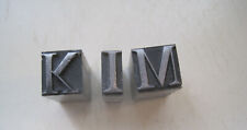 Vintage Letterpress Blocks Metal 1/2” Capital Letters K I M picture