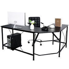 L-Shaped Corner Computer Desk Gaming Desk PC Laptop Table Workstation  Black 66