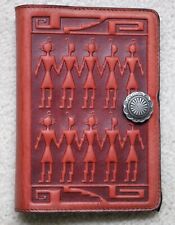 Oberon Design Vintage Leather Small Journal Cover - TRIBAL PEOPLE in RED picture