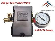 Air Compressor Pressure Control Switch 4 Port 145-175 PSI w/ Gauge pop off valve picture