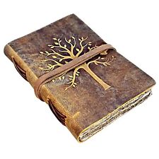 Vintage Leather Journal Tree of Life - Bound Journals - Old Deckle...  picture