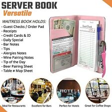 Server Book Waitress Wallet Organizer â€“ PINK 7 Pocket Bundle with WINE OPENER picture