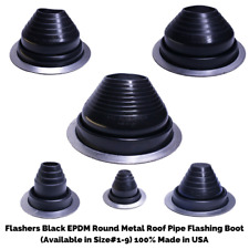 Flashers Black EPDM Round Metal Roof Pipe Flashing Boot (Size#1-9) Made in USA picture