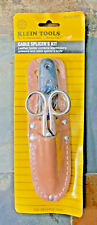 New Vintage Klein Tools 46037 Cable Splicers Kit Brown Leather Scissors Knife picture