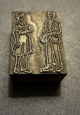 male and femaie students classes school-- vintage letterpress printing block picture