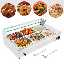 Commercial 6 Pans Food Warmer Table Steam Countertop Bain Marie Buffet Server picture