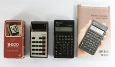 Vintage Hewlett Packard 10B Business & Texas Instruments TI-1200 LED Calculators picture
