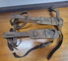 Vintage Pair Of Pole Tree Climbing Spikes Lineman Logger Leathers Padded picture