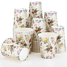 100 Pcs Vintage Wildflower Paper Cups 9 Oz Disposable Cups Floral Coffee Cups Co picture