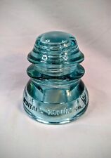 Vintage Glass Insulator Whitehall Tatum Co No. 1 Blue Wide Base Wood Post USA picture