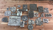 24 Piece Lot of Vintage Printing Press Plates Mostly Pictorials picture