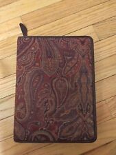 Franklin Vintage Paisley Fabric Cover Leather Interior Classic Zip Binder  picture