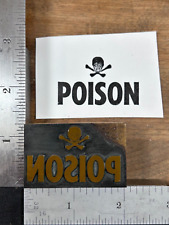 Vintage Poison Skull Crossbones Letterpress Printer Block Stamp picture