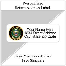 60 Return Address Labels Personalized Printed 3/4 x 2 1/4 Military Veteran picture