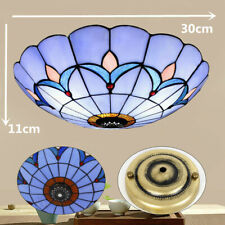 Vintage Tiffany Ceiling Light Stained Glass Lamp Shade Flush Mount Lamp Fixture picture