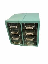 Vintage 8 Drawer Small Parts Plastic Storage Cabinet Blue Trinkets Jewelry 7x6.5 picture