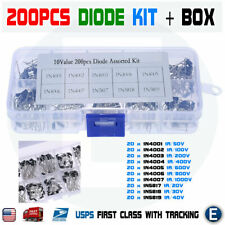 200pcs 10 Value Rectifier Diode Schottky Kit 1N4001-1N4007 1N5817-1N5819 + Box picture
