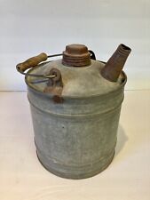 Vintage Clean Galvanized Metal 1 Gallon Gas Can Wood Handle picture