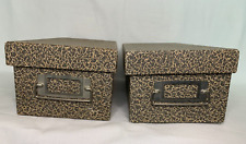 Set of 2 Hedges Fiberboard Index Card Storage Box Card Size 3 X 5 Inches Vintage picture