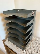 🍊Vintage Vertiflex Insustrial Metal Desk Paper Organizer Tray | 6 Tier Green picture