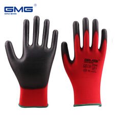 Red Work Gloves Polyurethane Palm Coated 12 Pairs Thin Safety Working Gloves picture