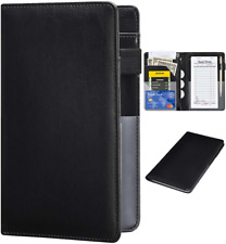 Leather Waiter Book Server Wallet - Zipper, Money Pocket, Classic Black picture