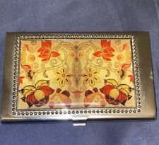 Vintage Business Card Case Holder With Flowers picture